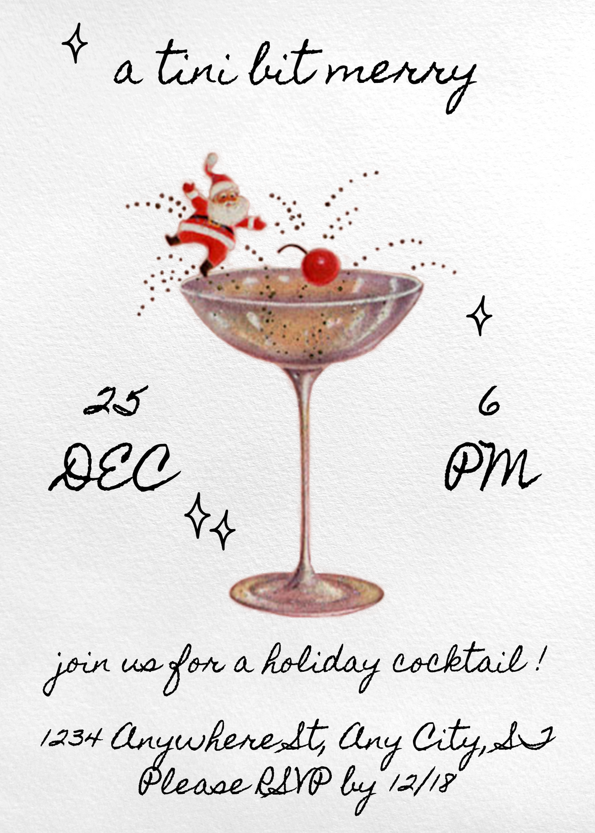A Tini Bit Merry - Digital Download Invite, Menu, & Place Cards