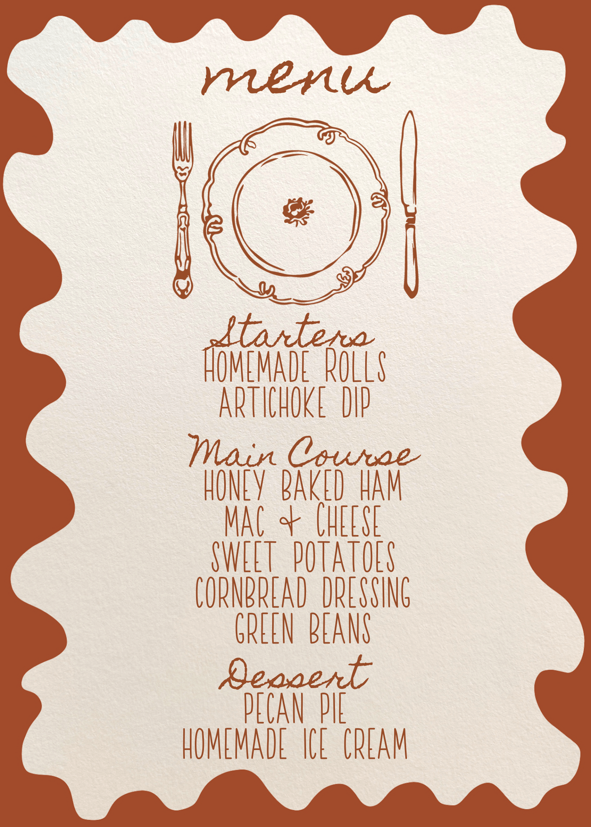 Thanksgiving / Friendsgiving Plate Invitation & Menu - Digital Printable