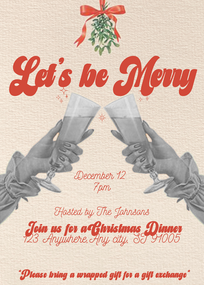 Lets Be Merry - Digital Invite Printable (WW Version)