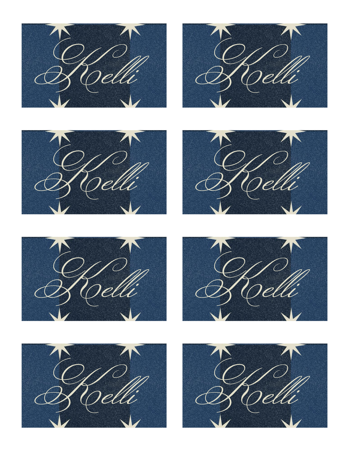 Blue Squares & White Stars Template - Invitation, Menu, and Place cards