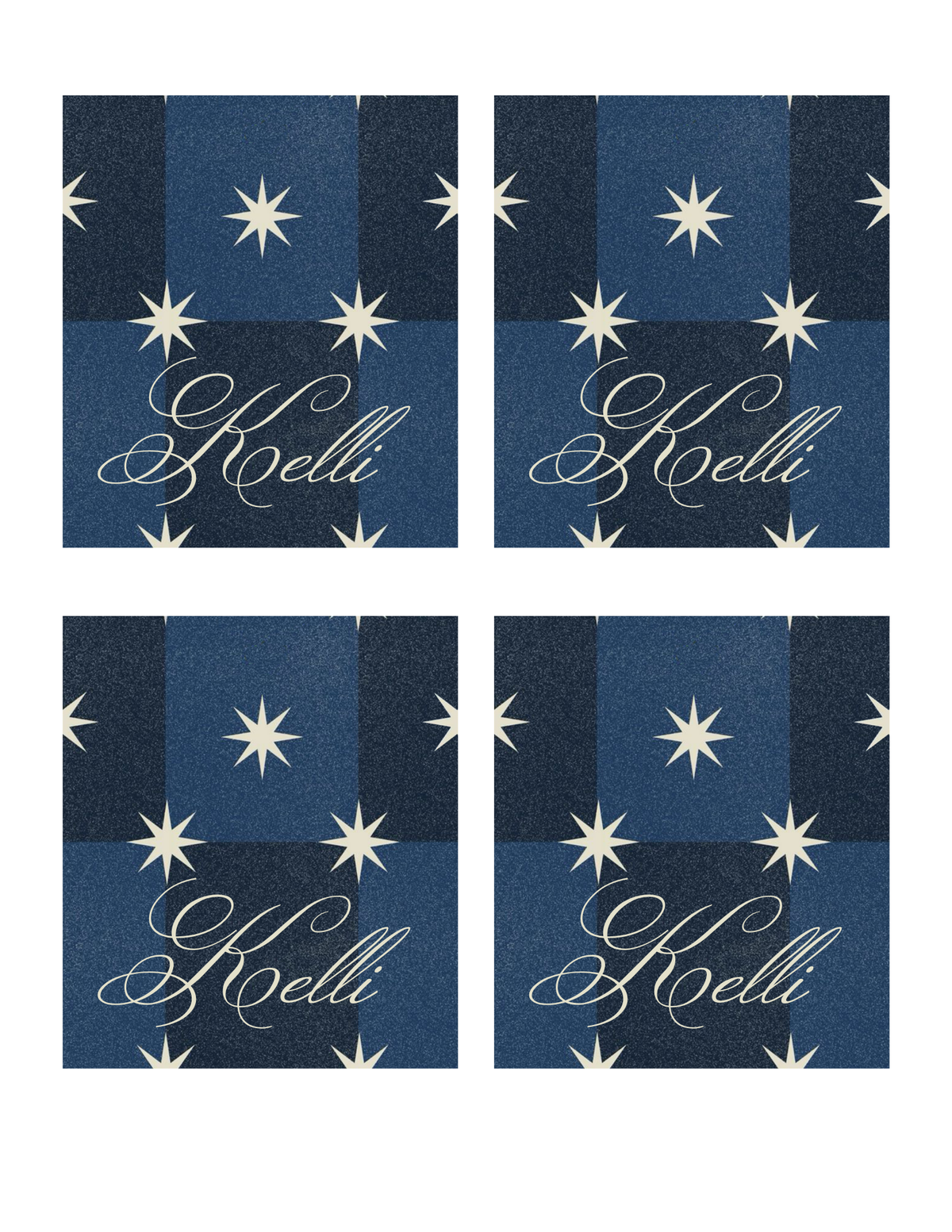 Blue Squares & White Stars Template - Invitation, Menu, and Place cards