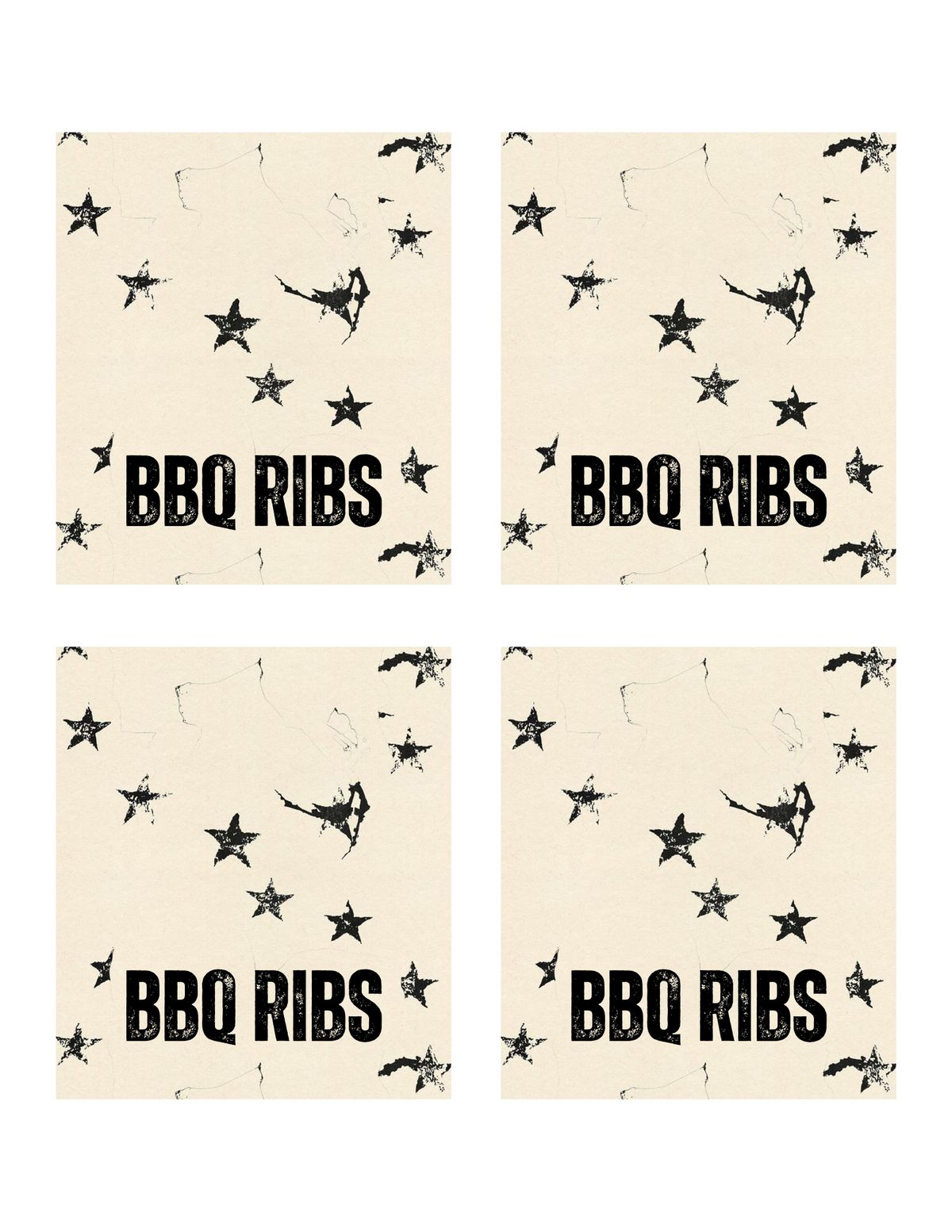 Black Star Splatter Template - Invitation, Menu, and Place cards