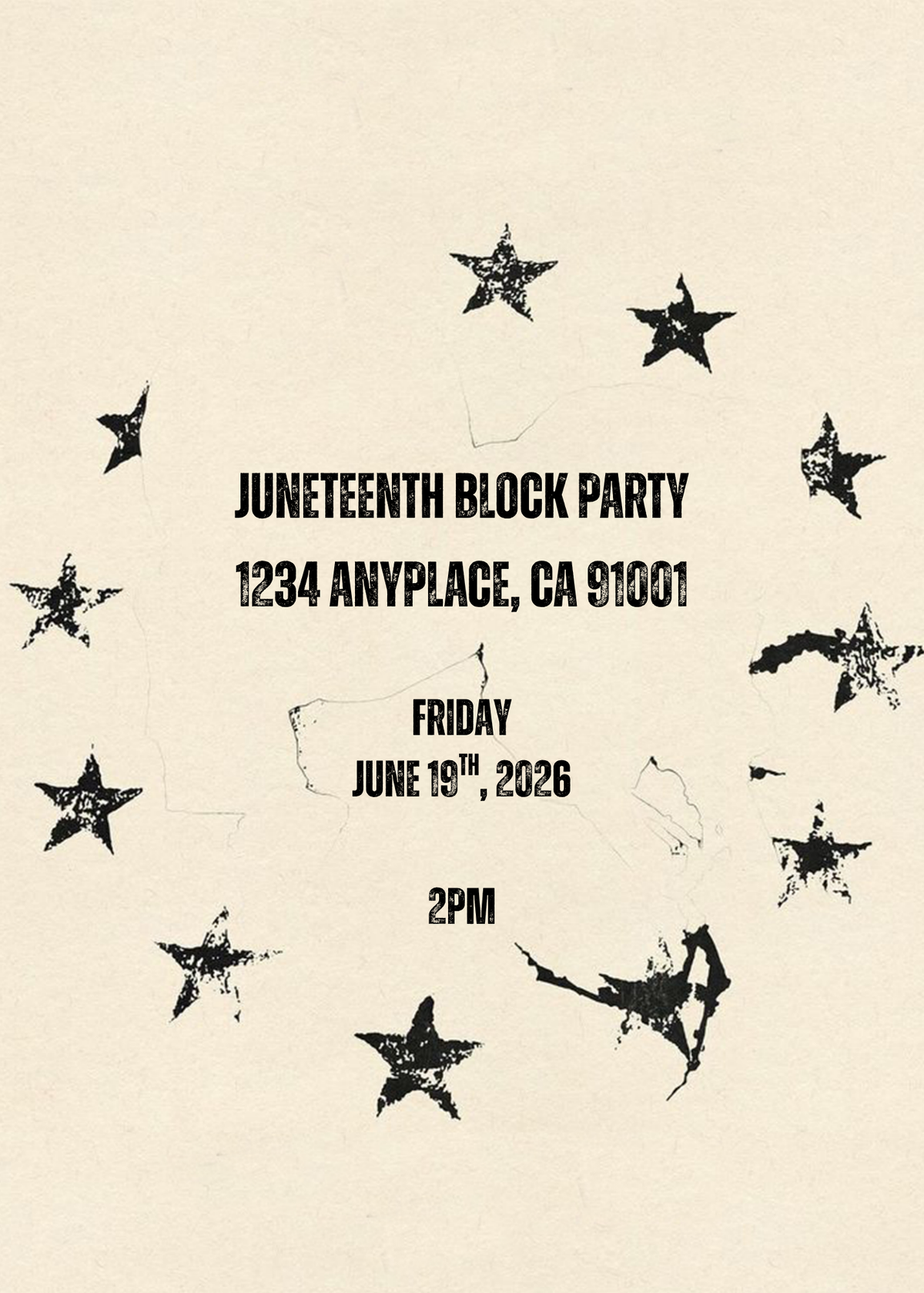 Black Star Splatter Invitation - Phone & Print Template