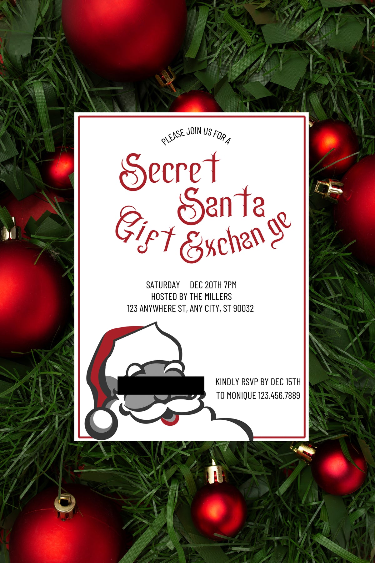 Secret Santa Invitation, Questionnaire, & Reveal Cards - Digital Download