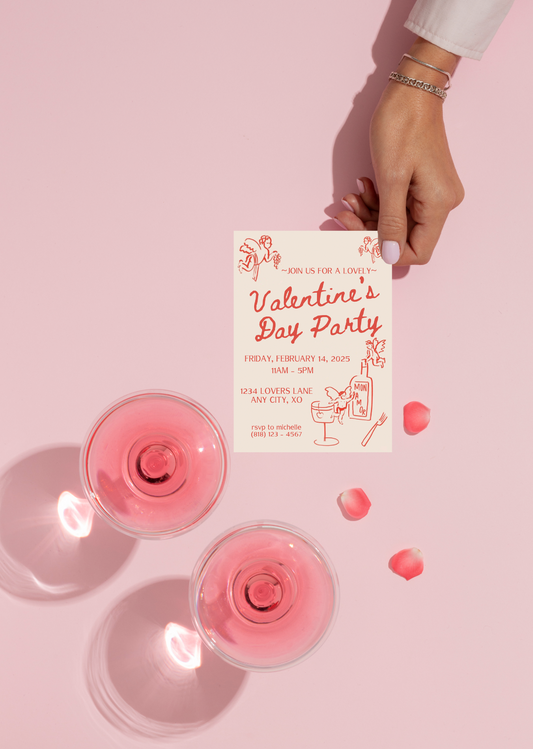 Hand Drawn Cupid Valentine's Day Party - Digital Invite Printable