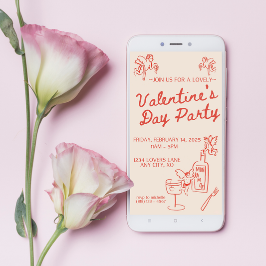 Hand Drawn Cupid Valentine's Day Party - Text Invite