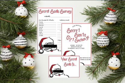 Secret Santa Invitation, Questionnaire, & Reveal Cards - Digital Download