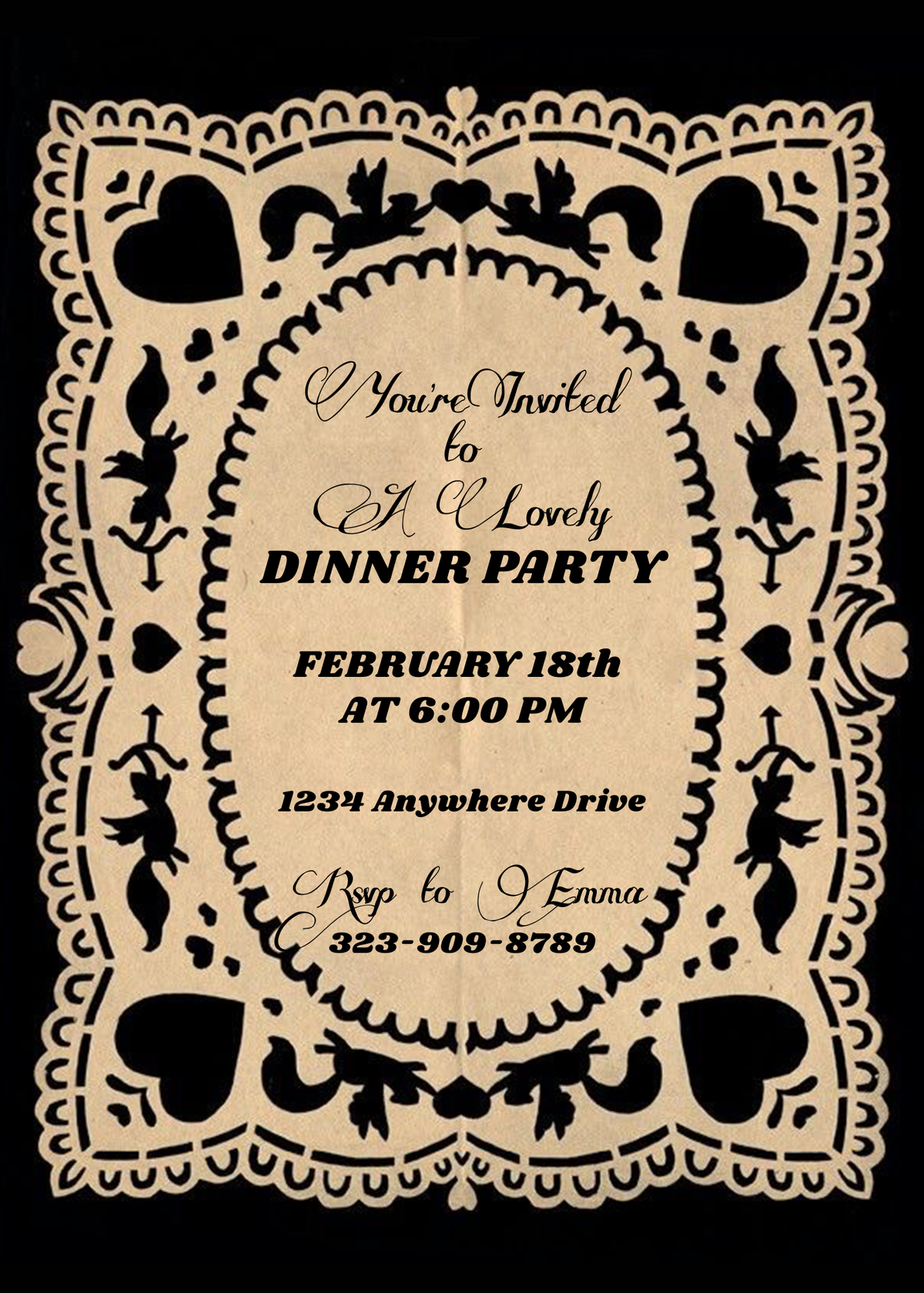 Vintage Cupid Cutout Invitation Template - Phone & Print Template