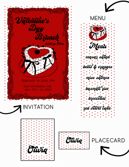 Heart Cake Polka Dot Invitation - Full Collection